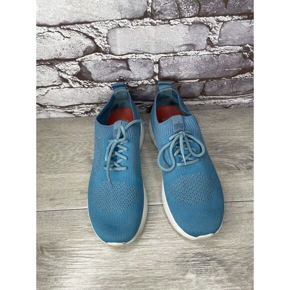 FITFLOP UBERKNIT Teal Blue Stretch Knit Mesh Wedge Sneakers Loafers Women 37EU/6 - Picture 12 of 16